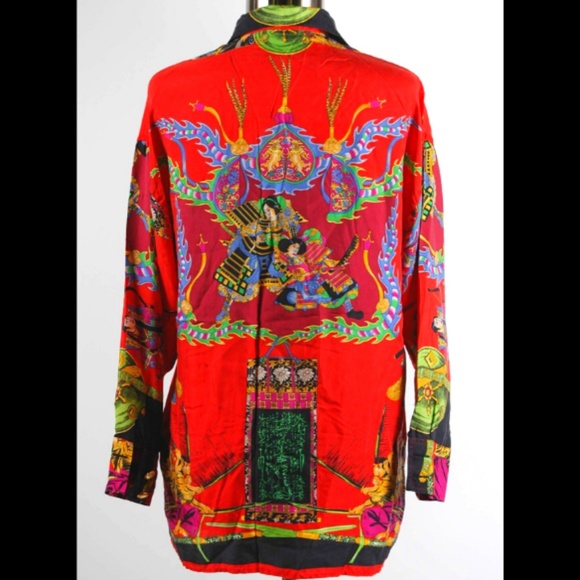 Authentic Versace Sport Warrior Silk Shirt SZ 42 - Picture 2 of 8